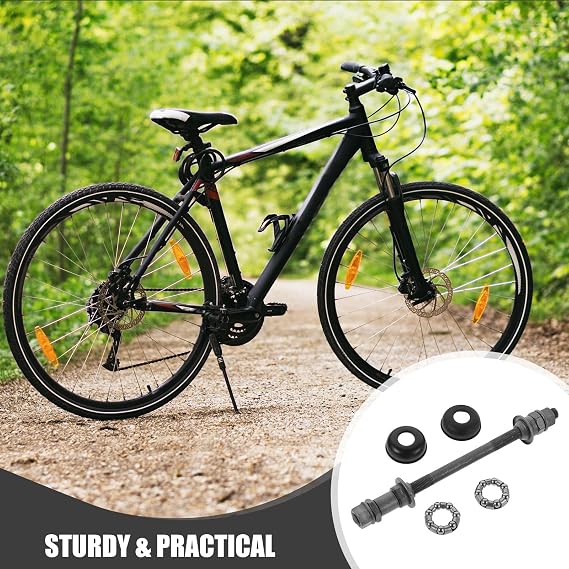 1 Sets Bicycle Front Hub Axle: 180mm Bike Rear Axle Kits Solid Hub Spindle Shaft with Ball Bearings Grey Rear Wheel Repair Accessory for Mountain Bike Tool