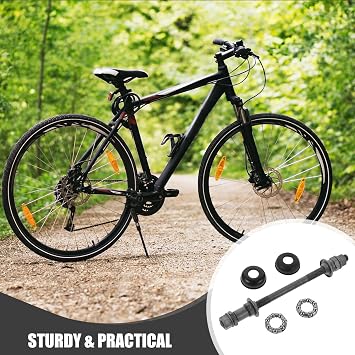 1 Sets Bicycle Front Hub Axle: 180mm Bike Rear Axle Kits Solid Hub Spindle Shaft with Ball Bearings Grey Rear Wheel Repair Accessory for Mountain Bike Tool