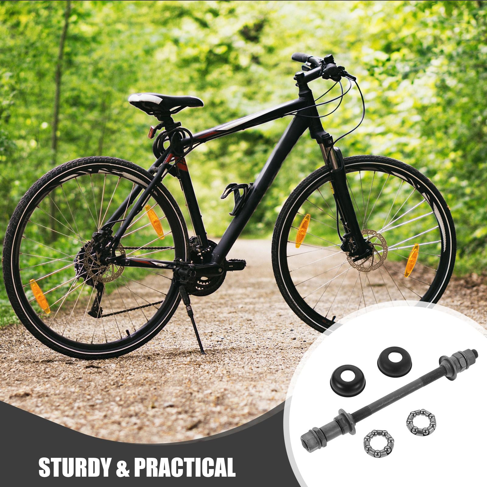 Kit Completo de Eje Trasero para Bicicleta Rodamientos y Base del Buje, Eje Gris Macizo de 180 MM para Bicicletas de Montaña y Uso Urbano