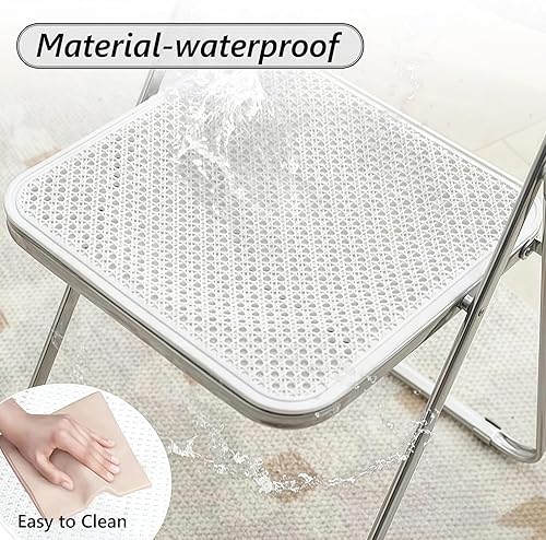 Miniatura 4 de Paquete de 4 sillas plegables de plástico plegables y portátiles, sillas de fiesta portátiles para interiores y exteriores, asientos comerciales