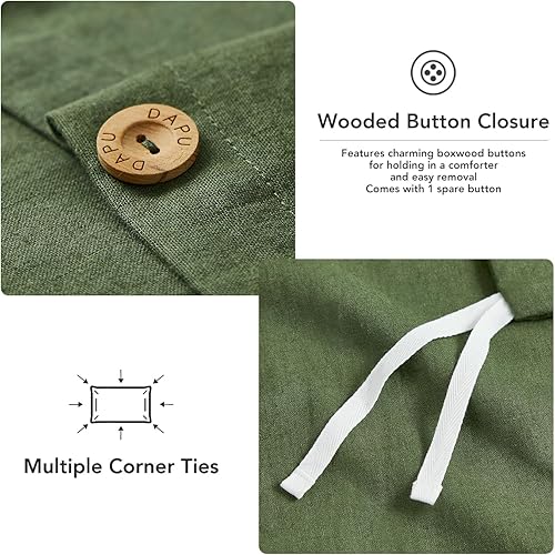 Miniatura 3 de DAPU Juego de funda de edredón de lino tamaño Queen, juego de ropa de cama ligero lavado con cierres de botones, 3 piezas hipoalergénicas de mezcla