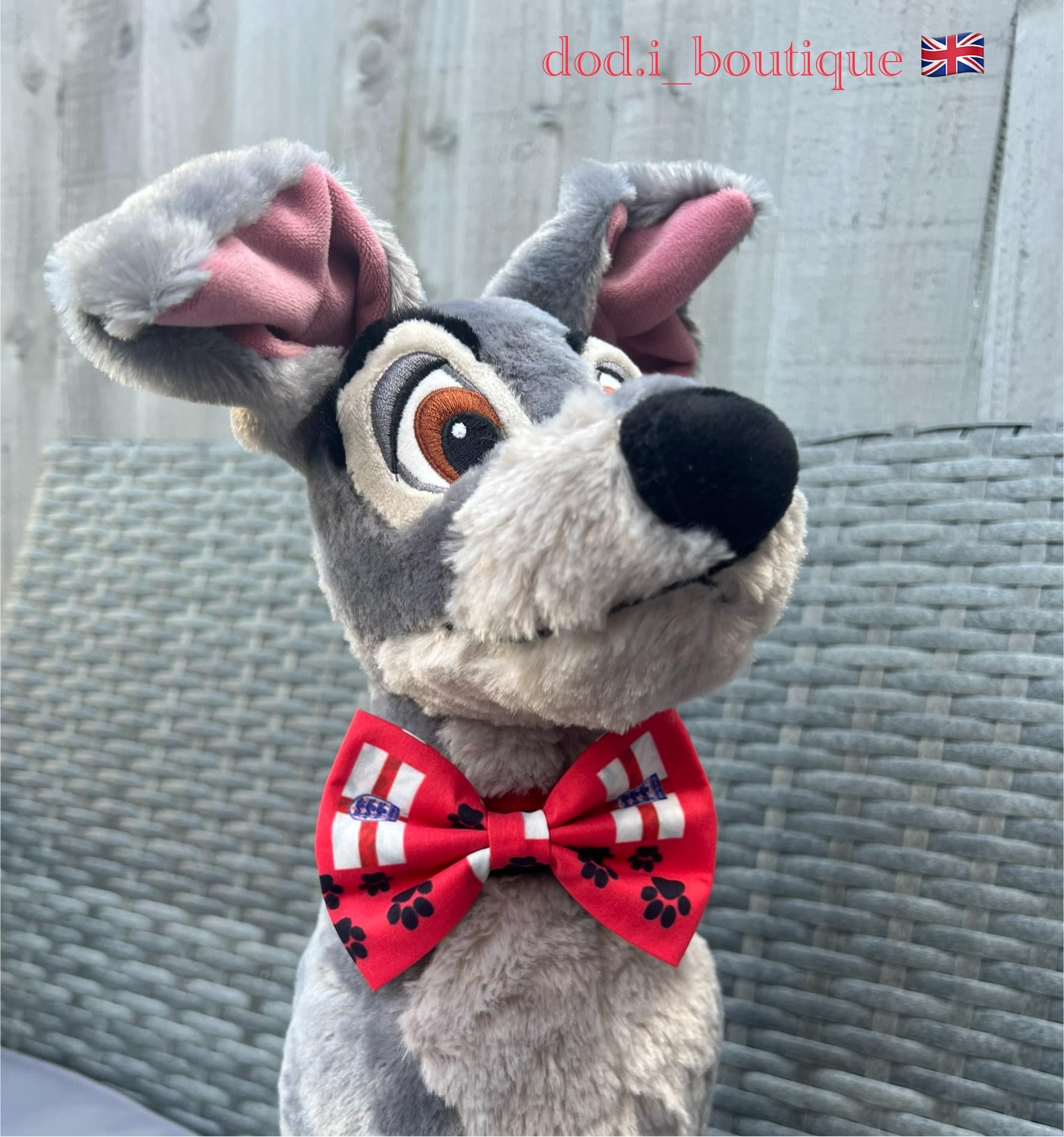 New Dogs Bow Tie Bowtie Football EURO Flag Paws England RED Elastic Band ACCESSORY Handmade UK (Red Flag Small) - Image 4