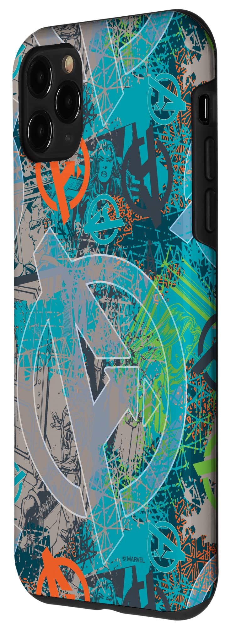 Custodia per iPhone 11 Pro Marvel Avengers Black Widow e Iron Man fumetti