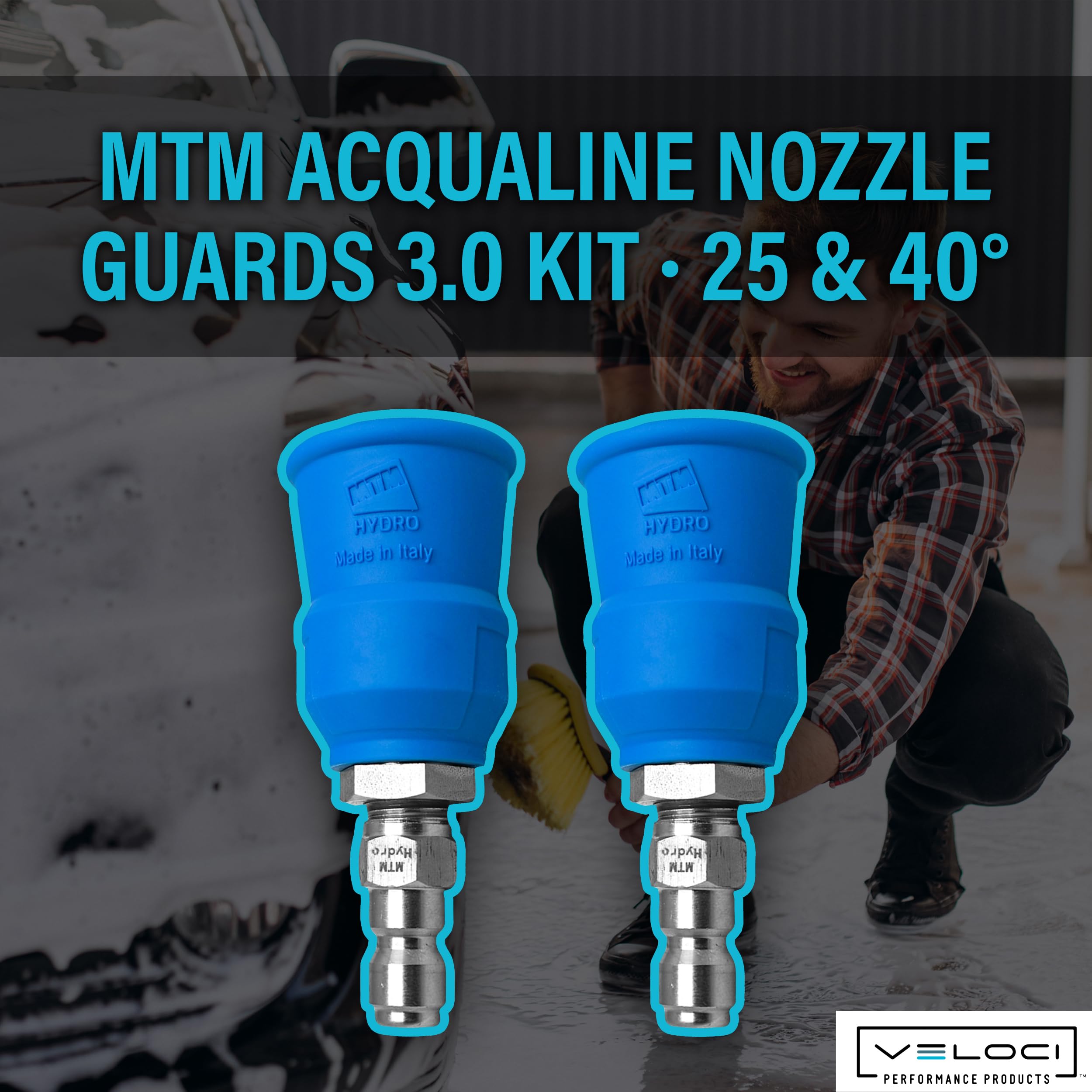 MTM Hydro Acqualine 16.7201 - Protezioni per ugelli per idropulitrici con supporto protettivo, attacco rapido da 1/4", per uso commerciale, kit 3.0 da 25 e 40 gradi