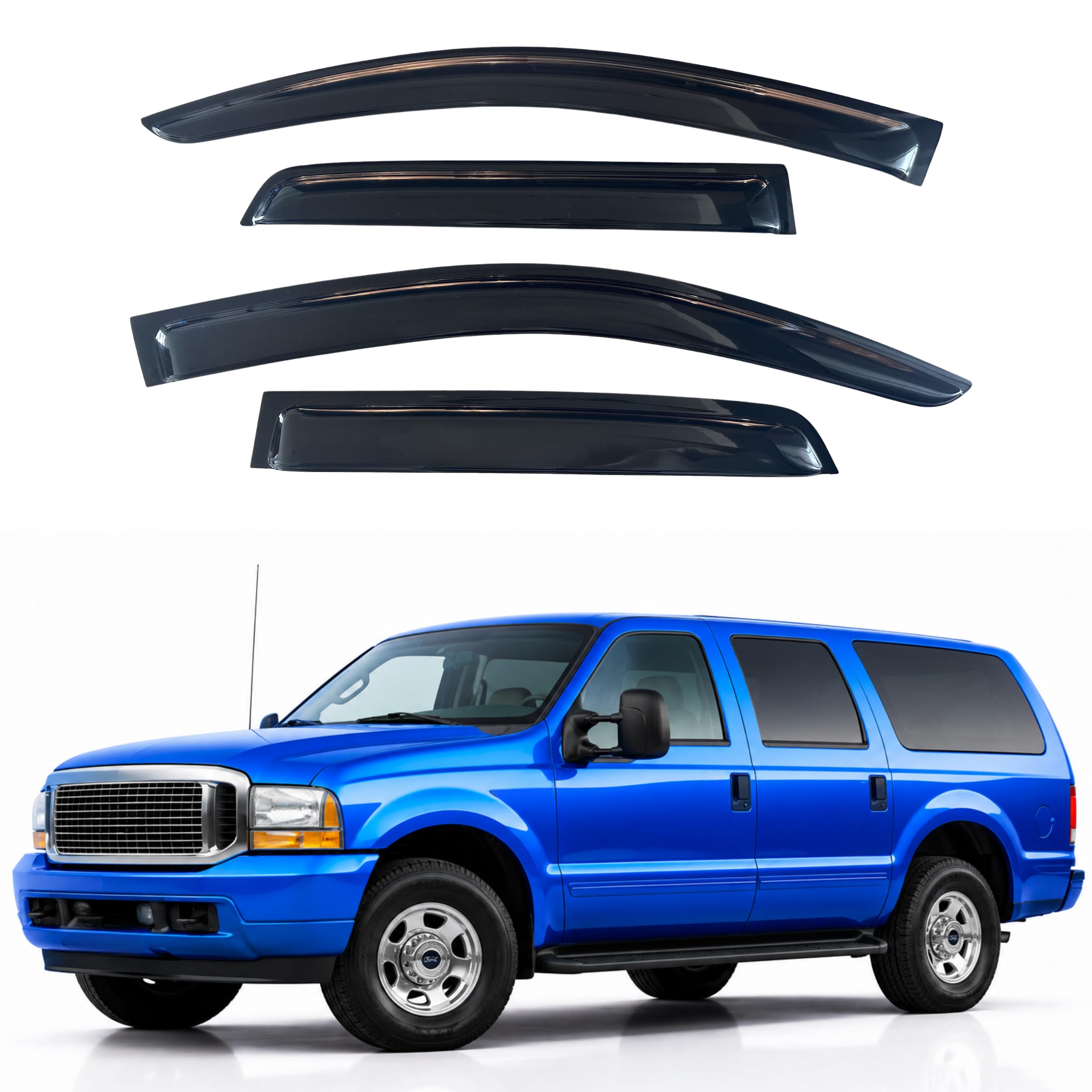 IG Window Visors Fit for 2003-2005 Ford Excursion, Out-Channel Rain Guards Vent Wind Deflectors 4PC, Car Accessories for 03-05 Excursion