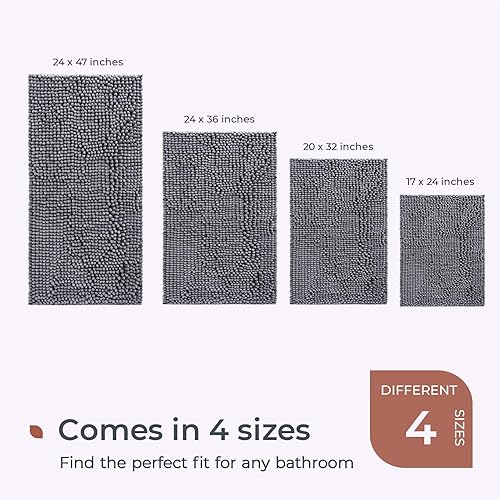 Miniatura 6 de FRESHMINT - Tapete de baño de felpilla antideslizante, 32 x 20 pulgadas, lavable y suave, tapete para suelo de baño y bañera, pelo suave y