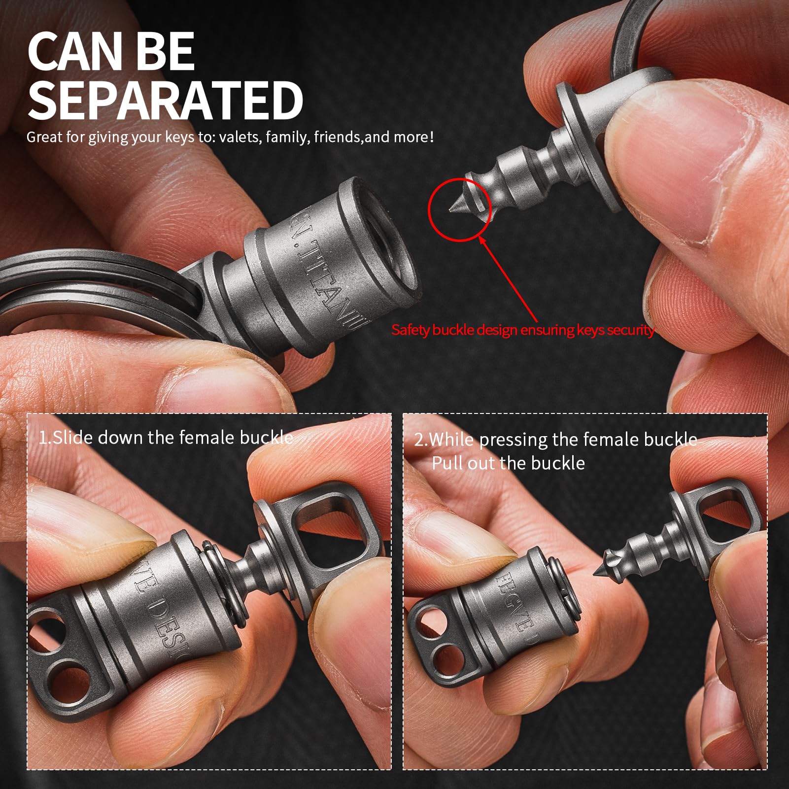 TISUR Llavero De Titanio Para Llavero,Mosquetón