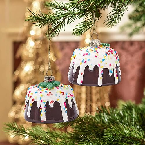 Miniatura 5 de Adornos de vidrio 3D para árbol de Navidad - Adornos de árbol de Navidad de pastel de chocolate para decoración de Navidad para decoración del hogar