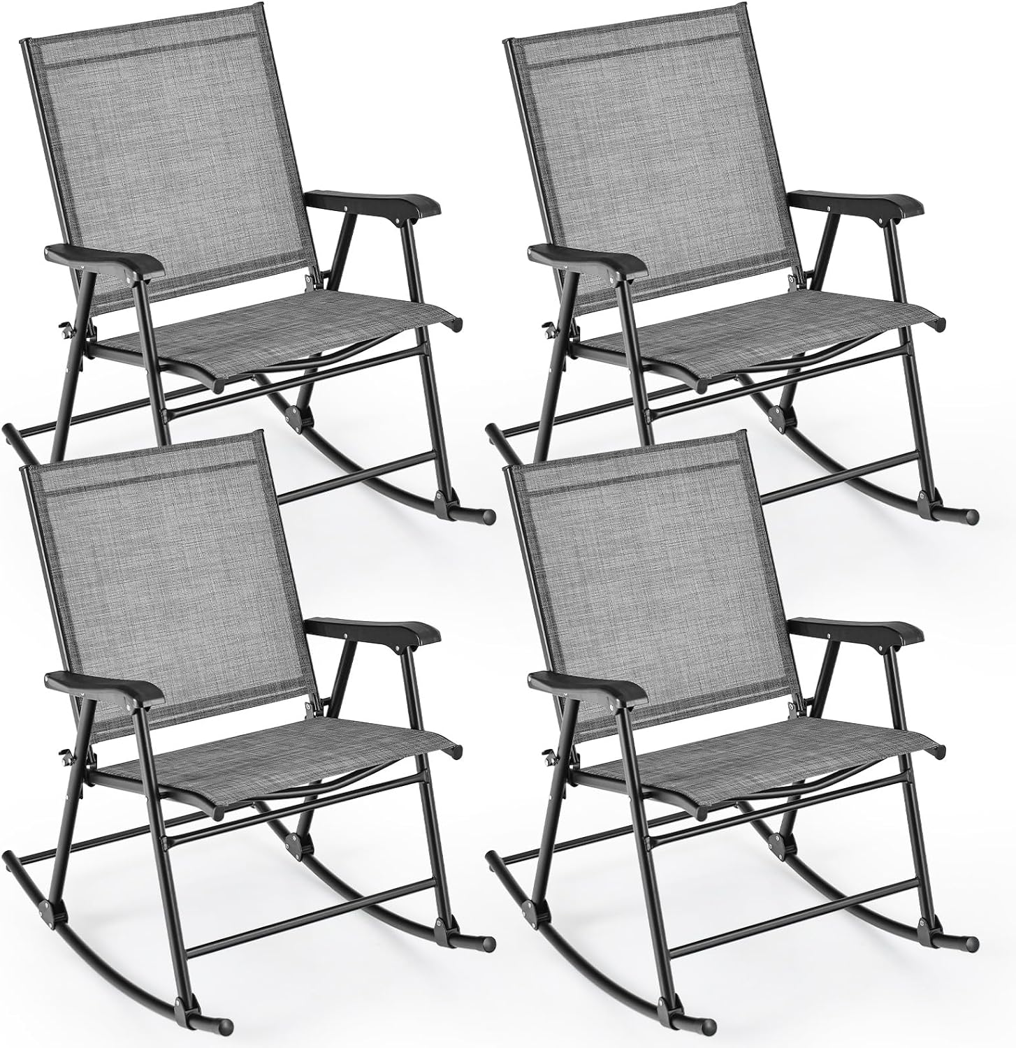 Tangkula Folding Rocking Chair Set of 4, Patio Rockers with