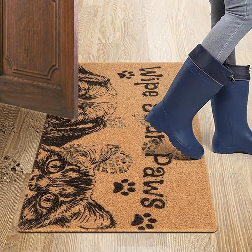 Miniatura 6 de Asrug Tapete para puerta de perro para interiores y exteriores, tapete de fibra de coco artificial duradero para entrada, rascador de zapatos de