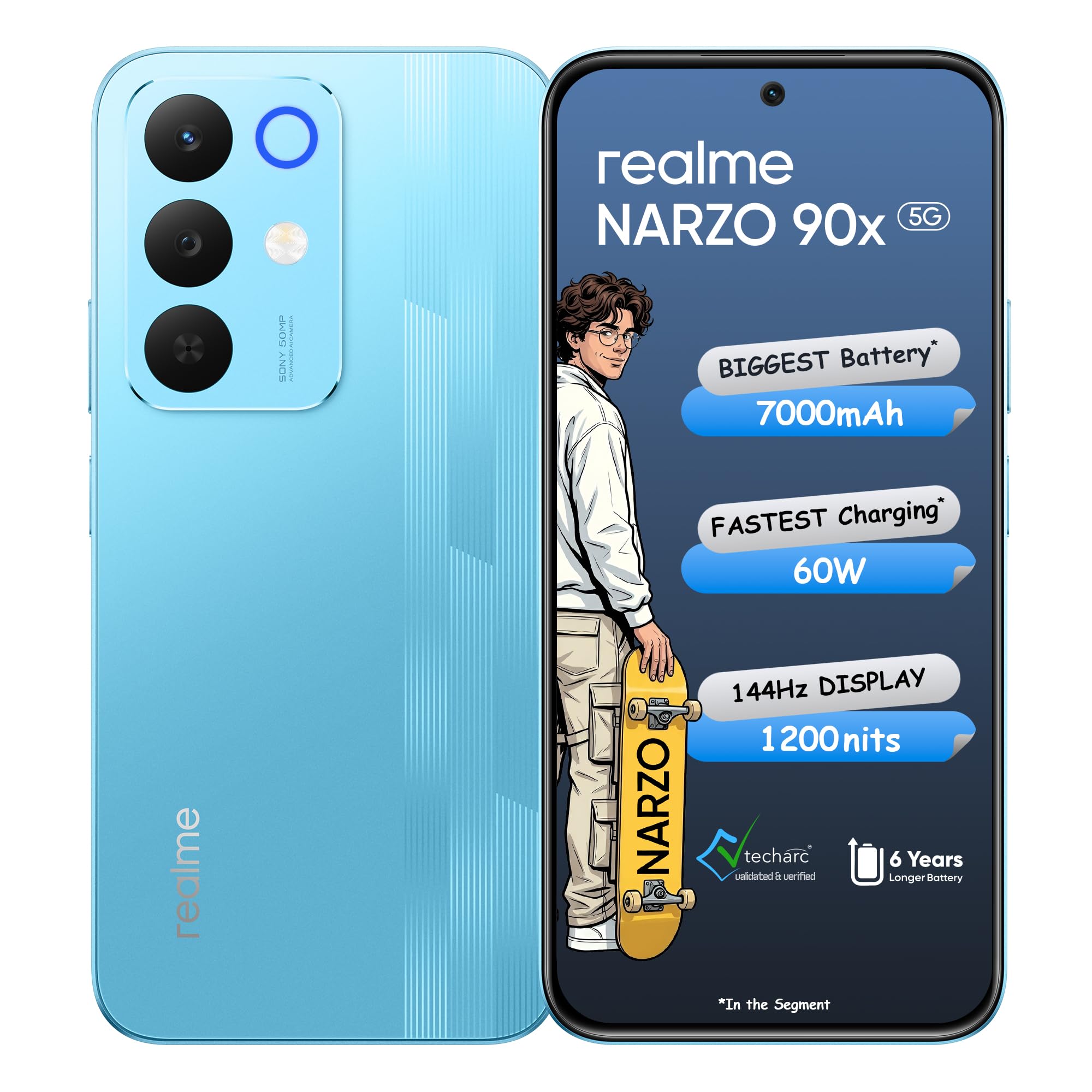realme NARZO 90x 5G (Flash Blue 2026, 6GB+128GB) | 7000mAh + 60W Biggest Battery & Fastest Charging in the Segment* | 144Hz Bright Display | Sony 50MP AI Rear Camera | 400% Ultra Boom Speaker-image-23