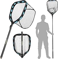 PLUSINNO Carbon Fiber Floating Fishing Net - Ultralight Telescoping Landing Net 6.56-7.86ft for Kayak Bass Trout Salmon