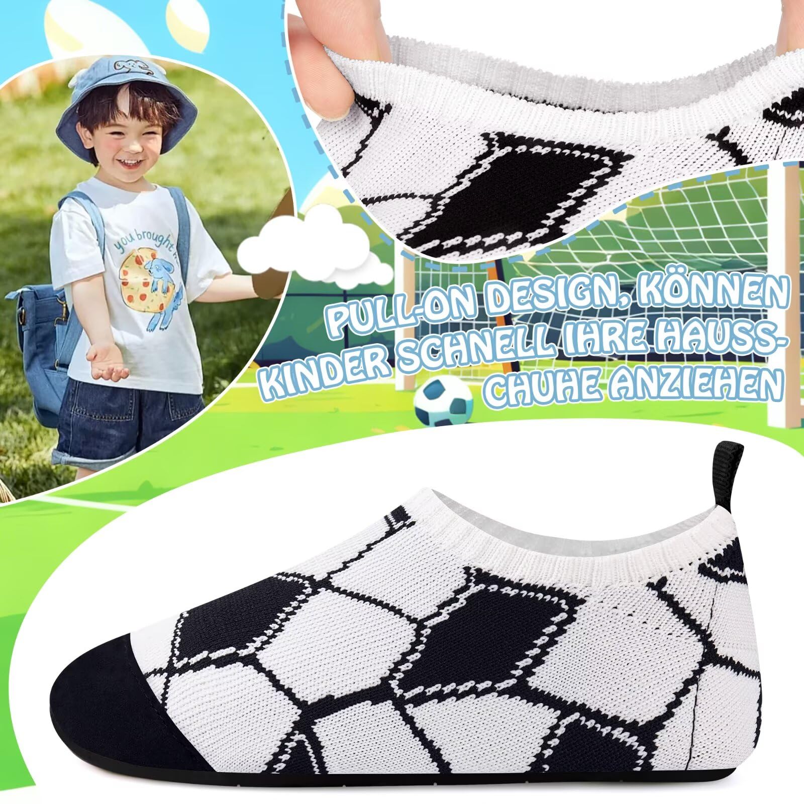 Kyopp Hausschuhe Kinder Junge Mädchen Atmungsaktive Rutschfest Barfussschuhe Turnschläppchen Weich Lauflernschuhe Kleinkinder Slippers