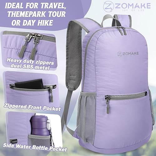 Miniatura 71 de ZOMAKE Mochila ultra ligera y compactable Mochila de senderismo resistente al agua, Mochila pequeña Mochila de camping al aire libre plegable y Azul