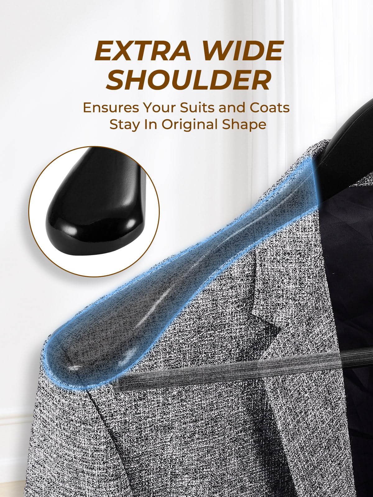 HOUSEDAY Wooden Clothes Hangers, Wide Shoulder Rest