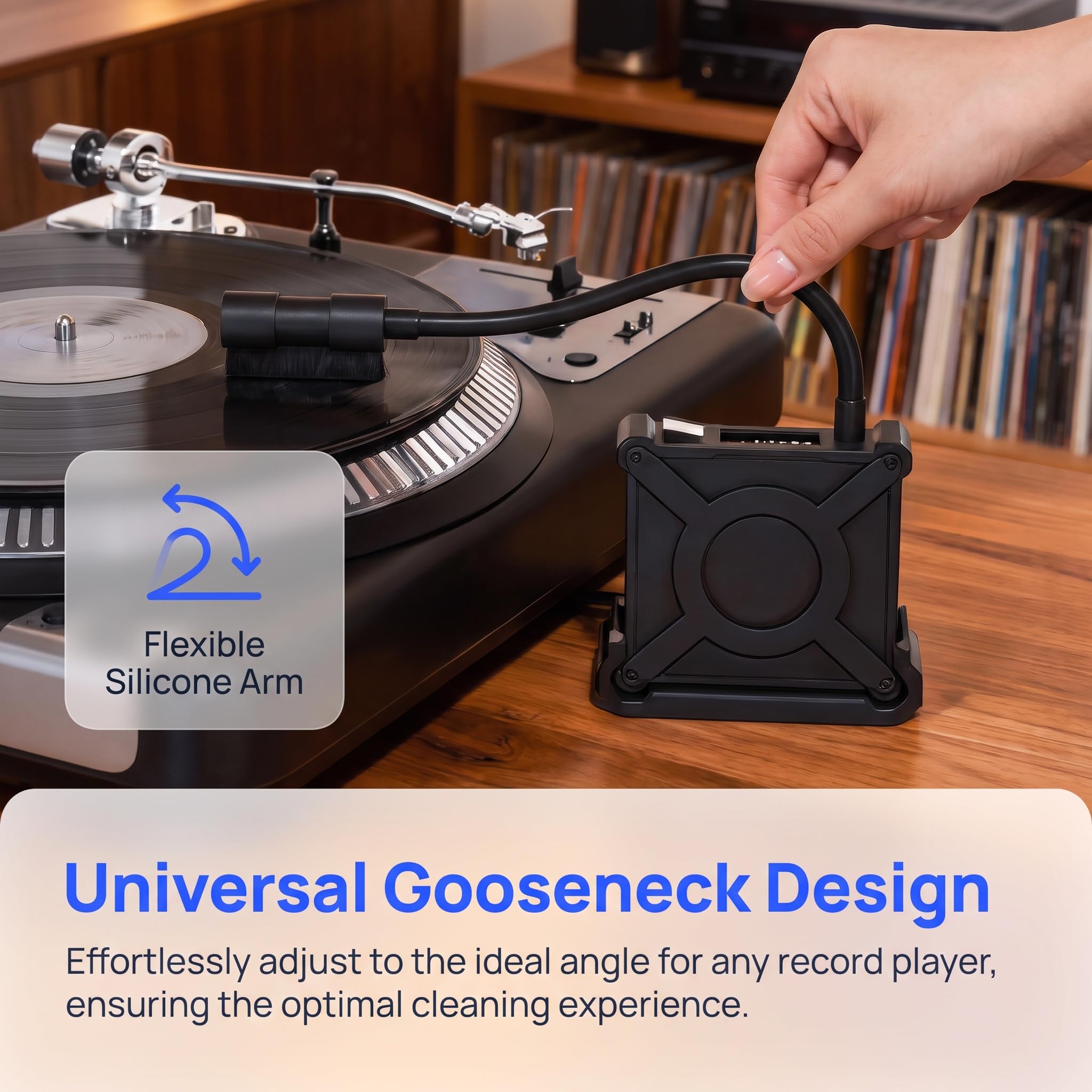 Bras De Nettoyage pour Disques Vinyles, Brosse Antistatique, Nettoyeur De Disques Plasma avec Col De Cygne Réglable, sans Rayures, pour Une Meilleure Qualité Sonore