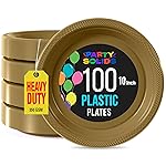 Exquisite Party Solids Gold Plastic Plates For Party 10 Gold Disposable Plates Heavy Duty 100 Pcs Plastic Dinnerware Sets Heavy Duty 350 GSM Disposable Dinnerware Set