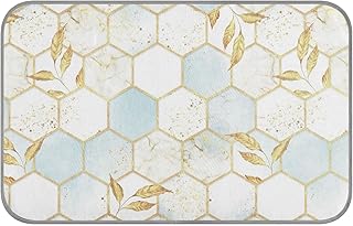 Modern Marbling Gold White Marble Geometric Rhombus with Gold Leaves Rectangle Ice Silk Dog Pet Pad, Soft Cooling Cat Mat Mattress, Washable Sleeping Pad for Puppy Cat Kennel (Medium) 23 x 38 inch