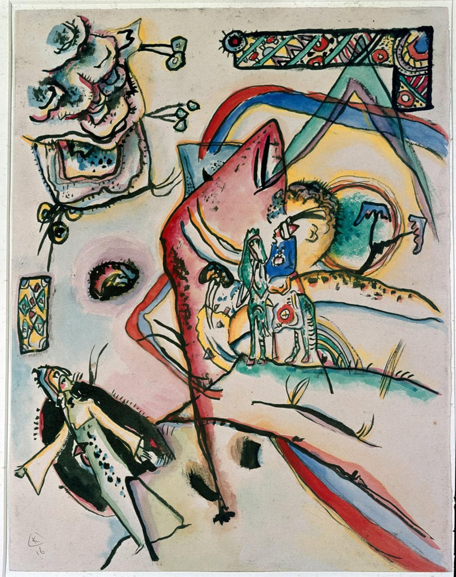 ARTXLXXBN Famous Print Painting Colorful Art Print Expressionism: the Horseman Painting by Vassily Kandinsky Canvas Art Decorations for Home Decor 60x90cm