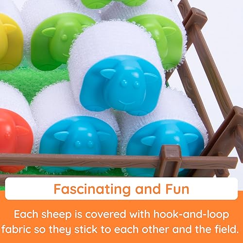 Miniatura 4 de Fat Brain Toys Heap-O-Sheep - Juego de mesa familiar para niños y adultos, juego de catapultar ovejas, 6 a adultos, 2 a 4 jugadores