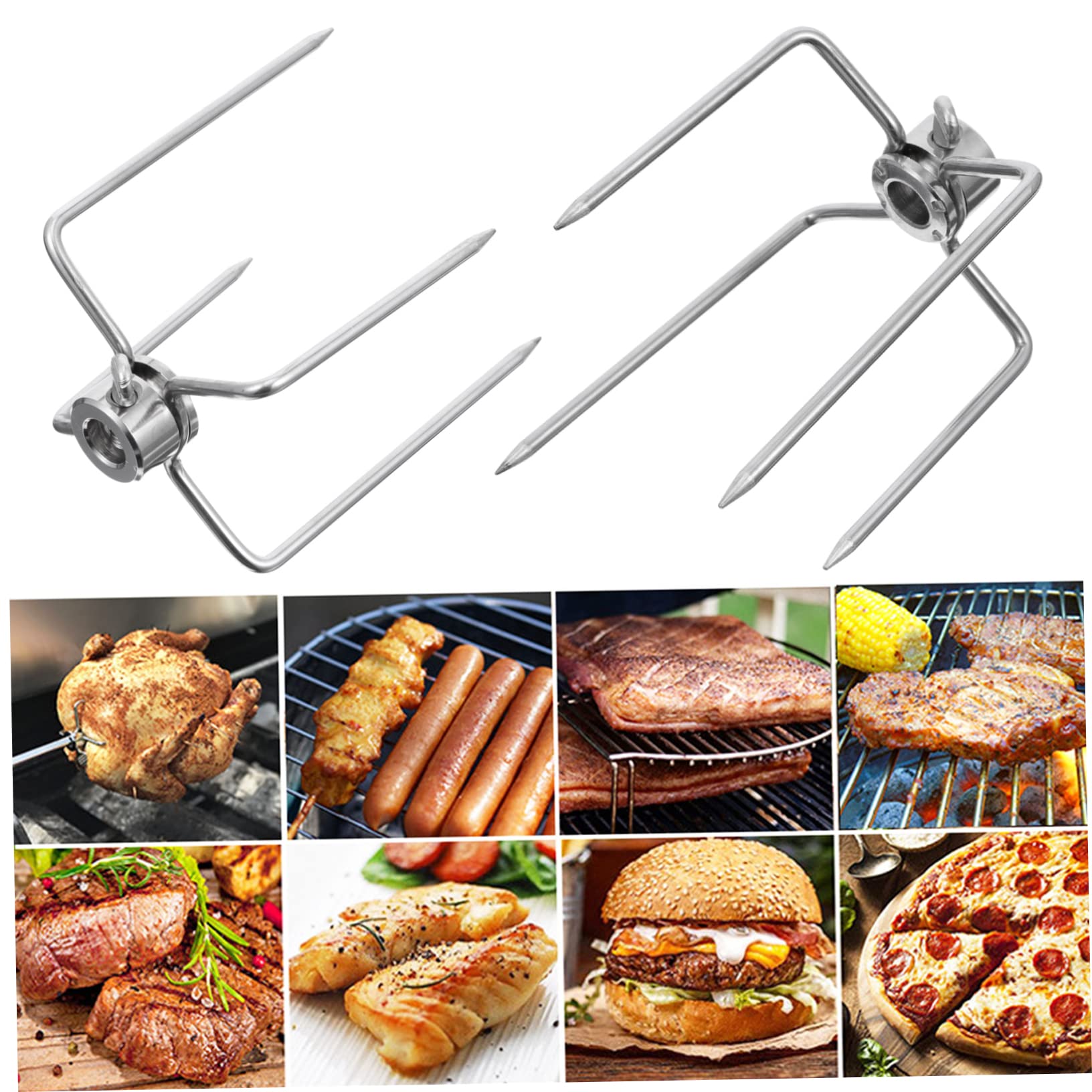 Mipcase 2piezas Tenedores De Barbacoa De Acero Inoxidable Para Asar Carne Accesorios Para Barbacoa Jardín