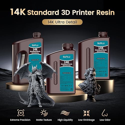 Vista 55 de SUNLU Resina de impresora 3D de 2.2 lbs, resina 3D estándar de curado rápido para impresoras 3D LCD DLP SLA, resina de fotopolímero líquida de 35.27