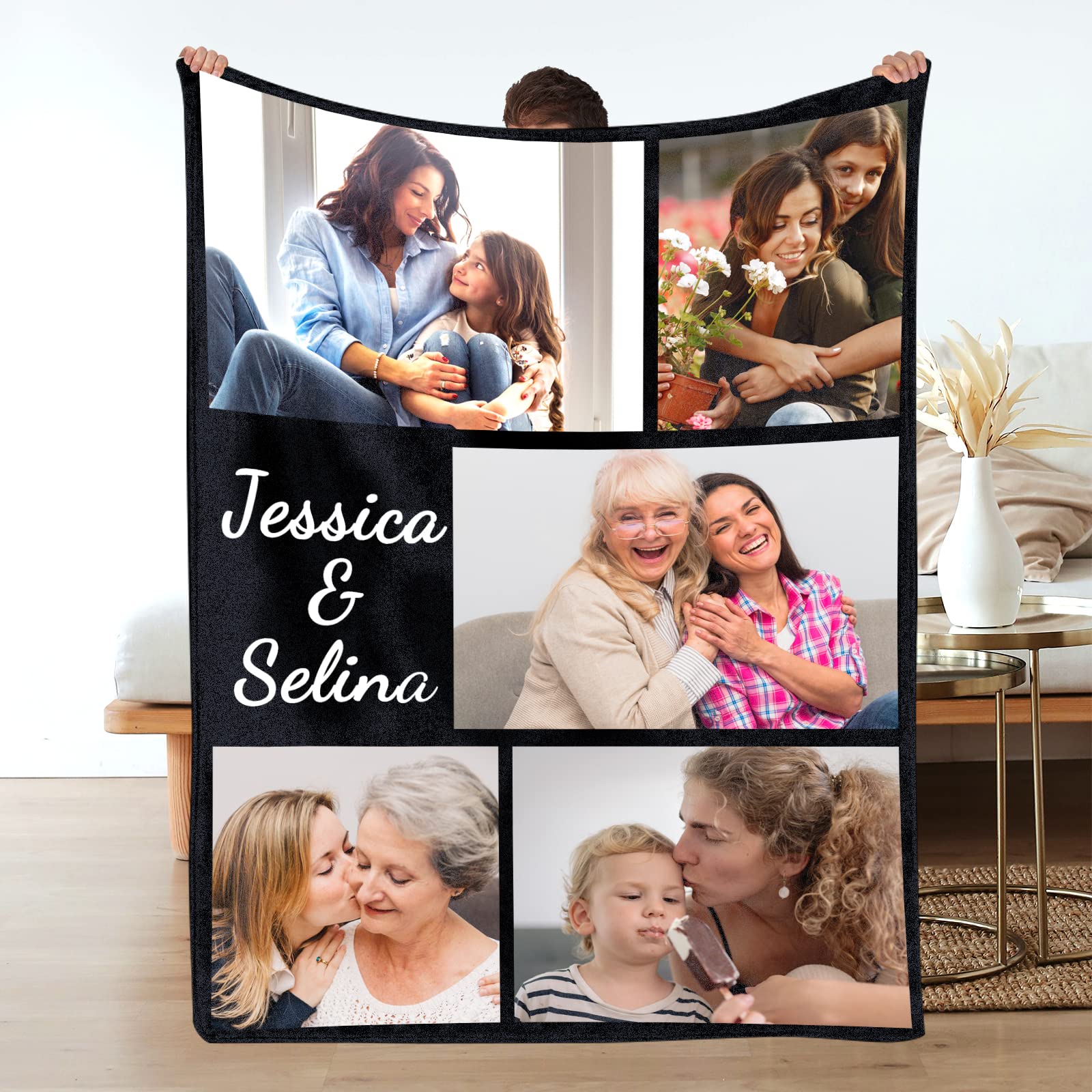 Custom Blanket with Photos Text | Personalized Picture Blanket Throw Using My Own Photos | Custom Photo Blanket | Custom Memorial Mother Father Day