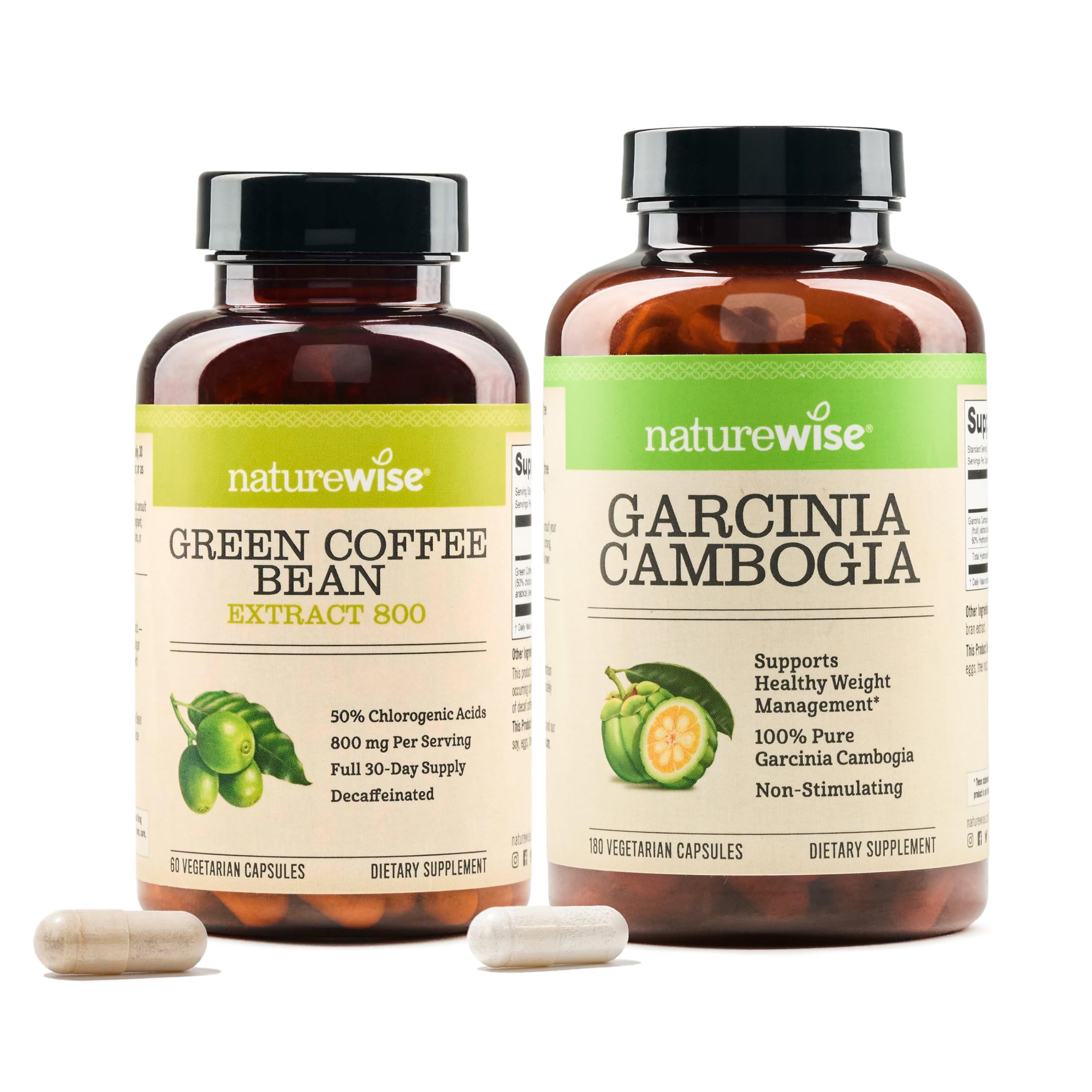 NatureWise Green Coffee Bean 800mg and Garcinia Cambogia 180 Capsules Weight Goals Support