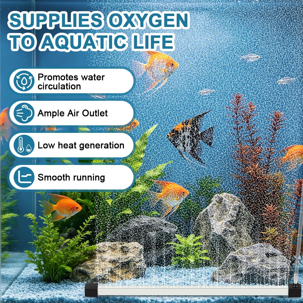AXFEE Diffuseur Air Aquarium, 15-55cm Bulleur Aquarium Pierre à Air | 55cm Bubble d'aquarium Calme, Alliage d'aluminium,Long Strip Bar Pierre Diffuseur Air Aquarium pour Eau Douce,Eau Salée(2PCS)