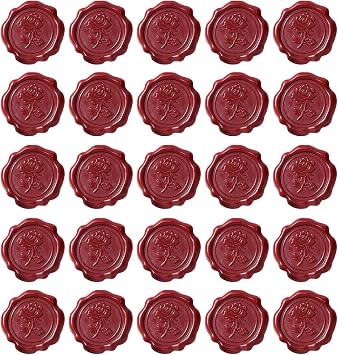 25PCS Red Rose Wax Seal Stickers Embossed Seals Sealing Stamp Labels for Wedding Invitations Envelopes Scrapbooking Gift Wrapping
