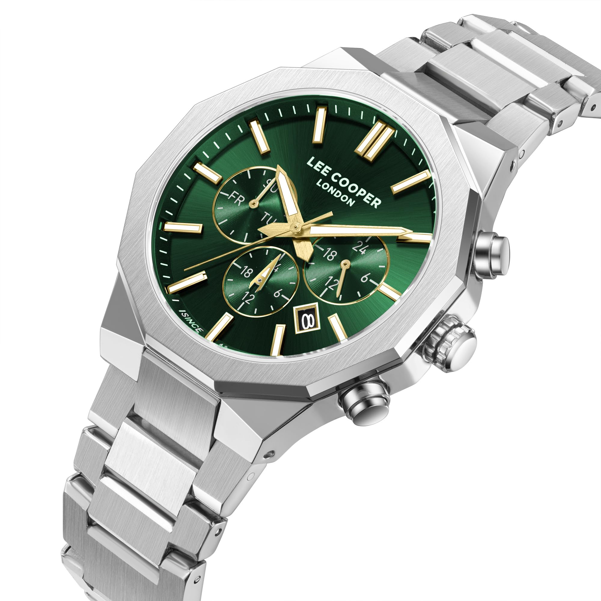 Lee Cooper Orologio da uomo con movimento G2665ZH, display multifunzione e cinturino in metallo - LC08218.370, SILVER