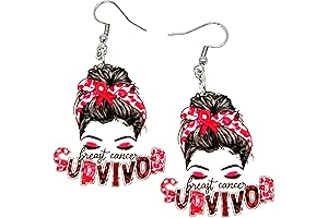 Breast Cancer Survivor Awareness Handcrafted Hypoallergenic Resin Dangle Earrings