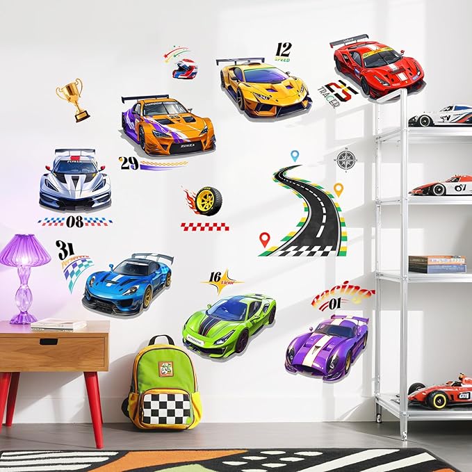 Vinilos Decorativos Tanlaby Autos de Carreras Pared miniatura 5