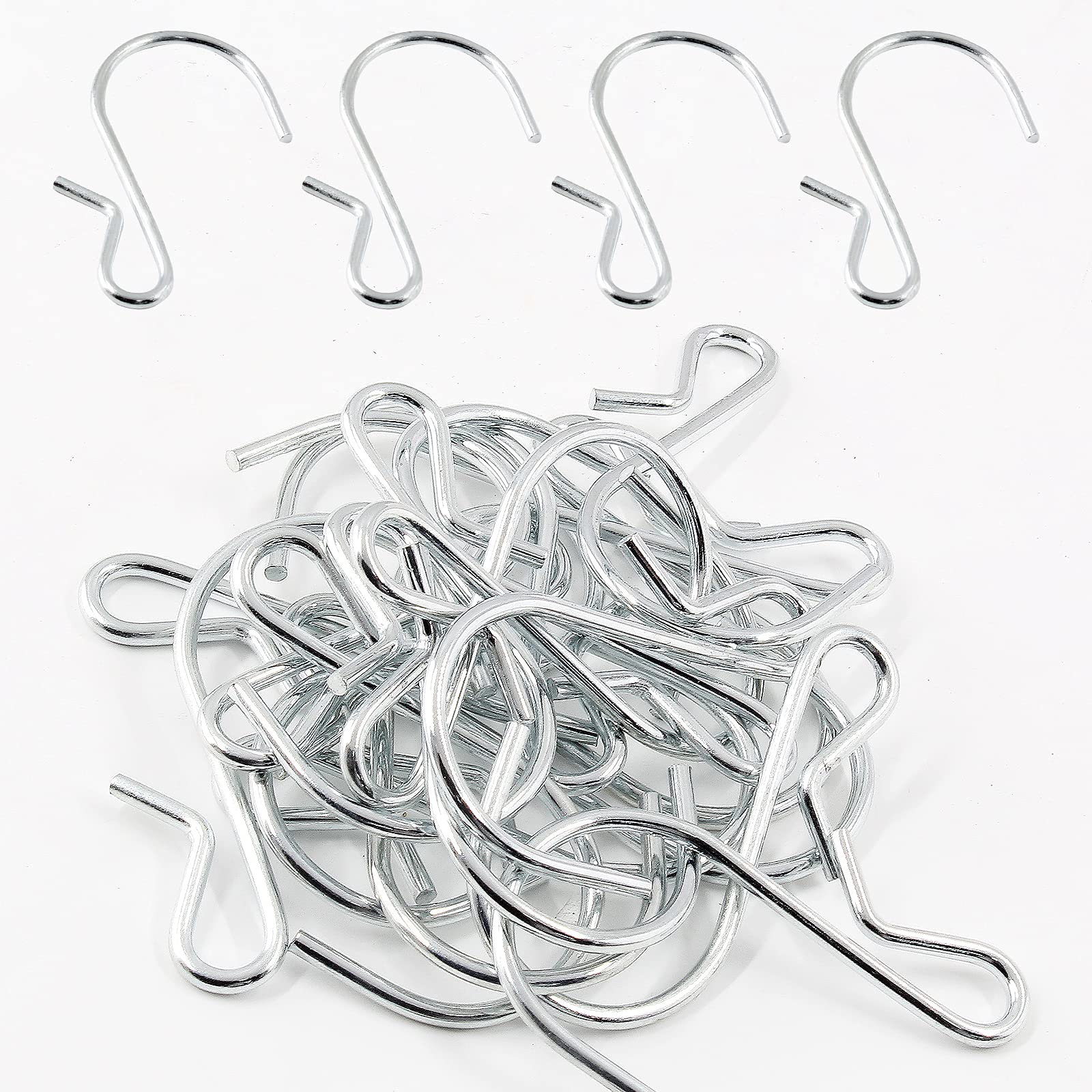 Bonsicoky 20PCS S Shaped Hooks, 1.77" x 0.98" Stainless Steel Hangers Storage Hooks for Hanging Pot, Jewelry, Decorations, Plants, Silver