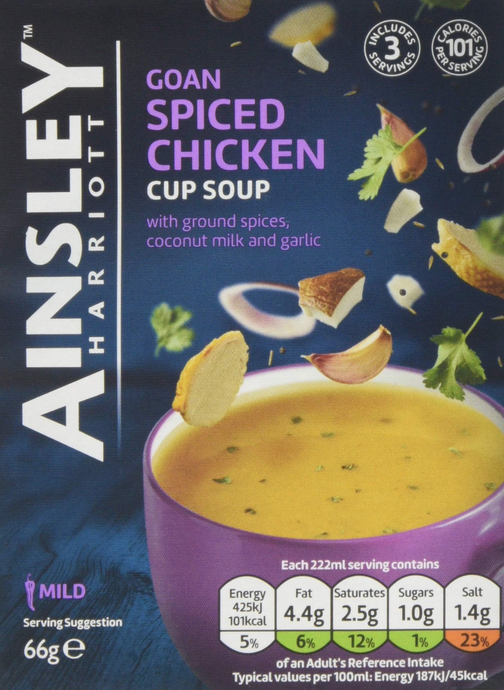 Ainsley Harriott Goan Spiced Chicken Cup Soup, 66 g, Pack of 12