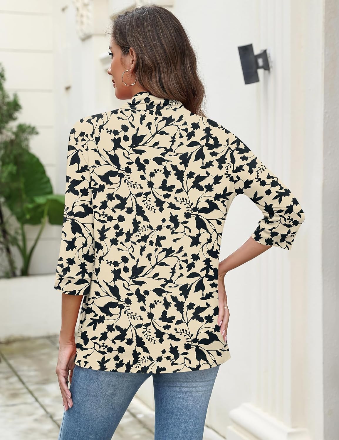 LOMON Womens 3/4 Sleeve Cardigan Open Front Lightweigh Casual Cardigan with Pockets - Image 4