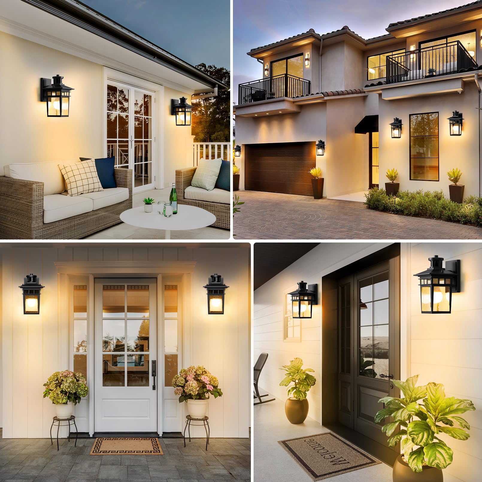 Aussenlampe mit Bewegungsmelder, 3 Beleuchtungsmodi Lampe mit Bewegungsmelder Aussen, E27-Fassung Wasserdichtes Aluminium Außenwandleuchte Led für Haus