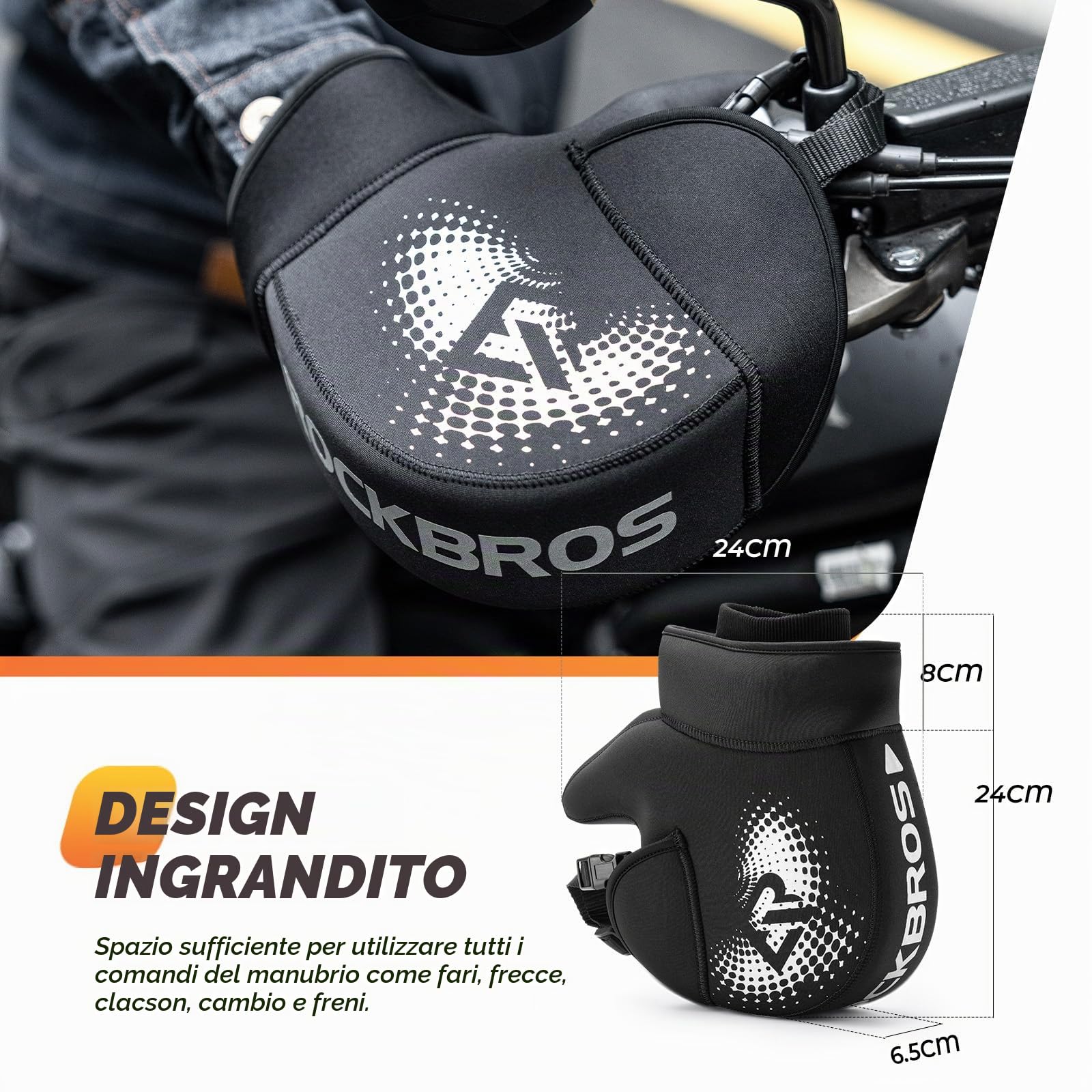 ROCKBROS Guanti da manubrio per moto, antivento, invernali, caldi, per manubrio moto, per uomo e donna, scooter, motocross, quad, bici elettrica, taglia unica