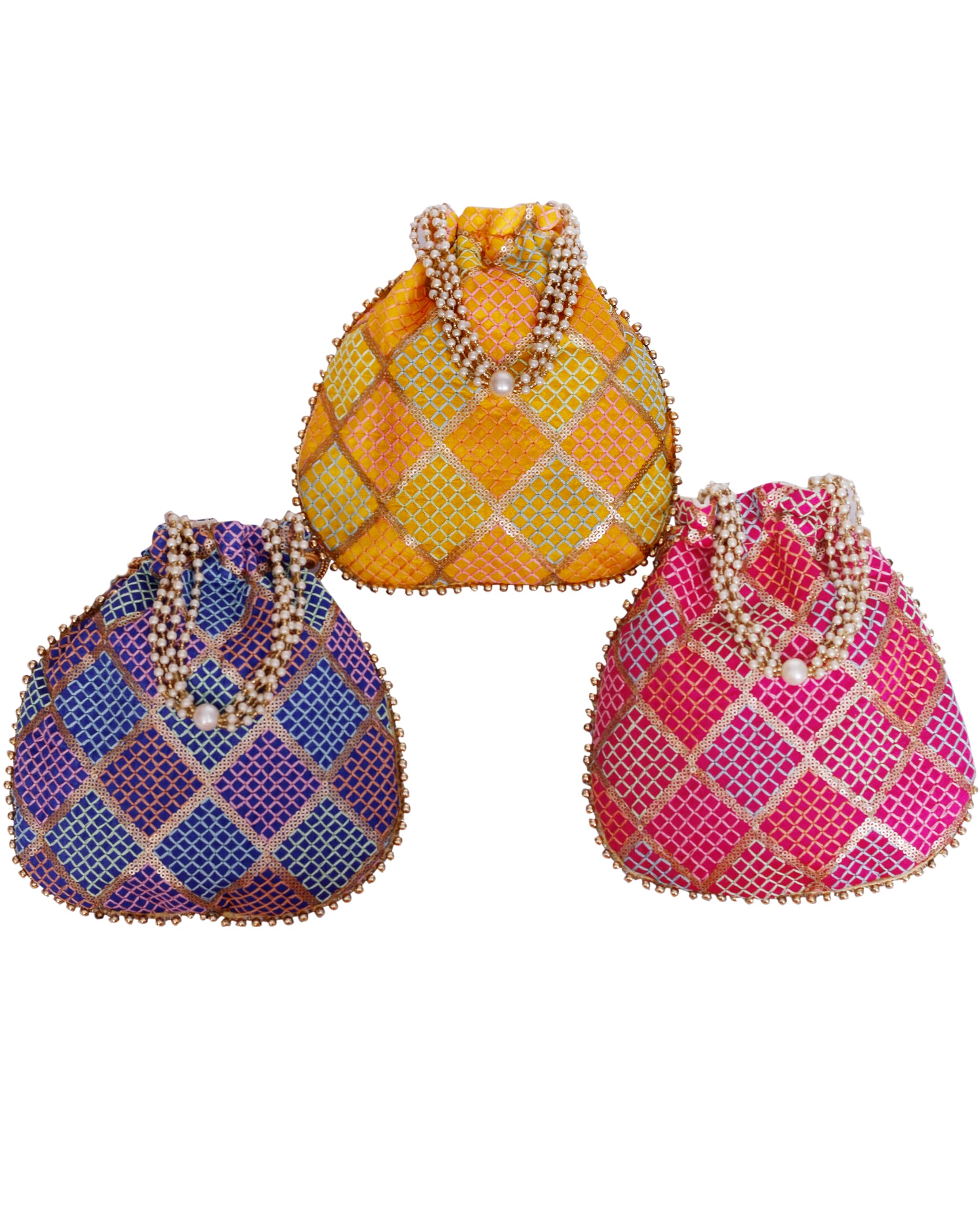 Return Gifts for Women(Pack of 3) potli Bags, Purses for Women,Wedding, Housewarming, Corporate Gifts, Anniversary Baby Shower Return Gifts