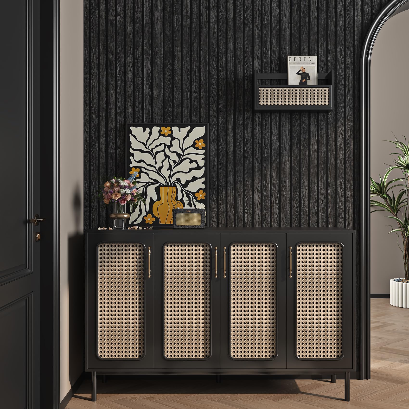 Livelynine Black Wood Effect Wallpaper for Bedroom Living Room Feature Wall Paper Roll 90CMx500CM Panelling Wallpaper 3D Peel and Stick Wood Panel Wall Paper Dark Oak Vinyl Wrap Sticky Back Vinyl - Image 4