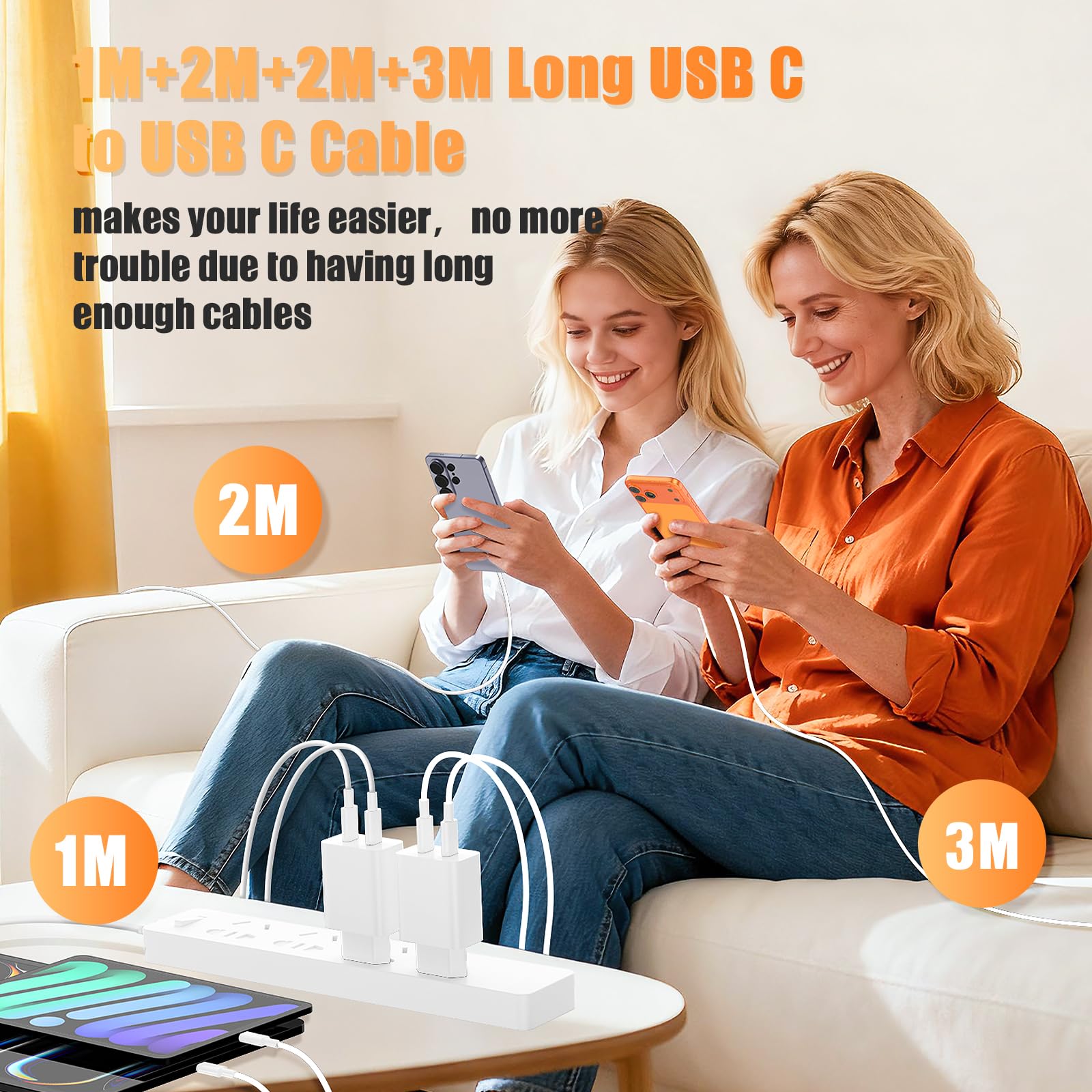 45W Chargeur USB C Rapide pour iPhone 17e/17 16 15 Pro Max,2Pack 2-Port Chargeur USBC avec 1/2/2/3M Câble USBC,Prise Secteur USBC Adapteur pour iPhone 17 Air/17 16 15 Pro/17/16 15 plus/16e/iPad