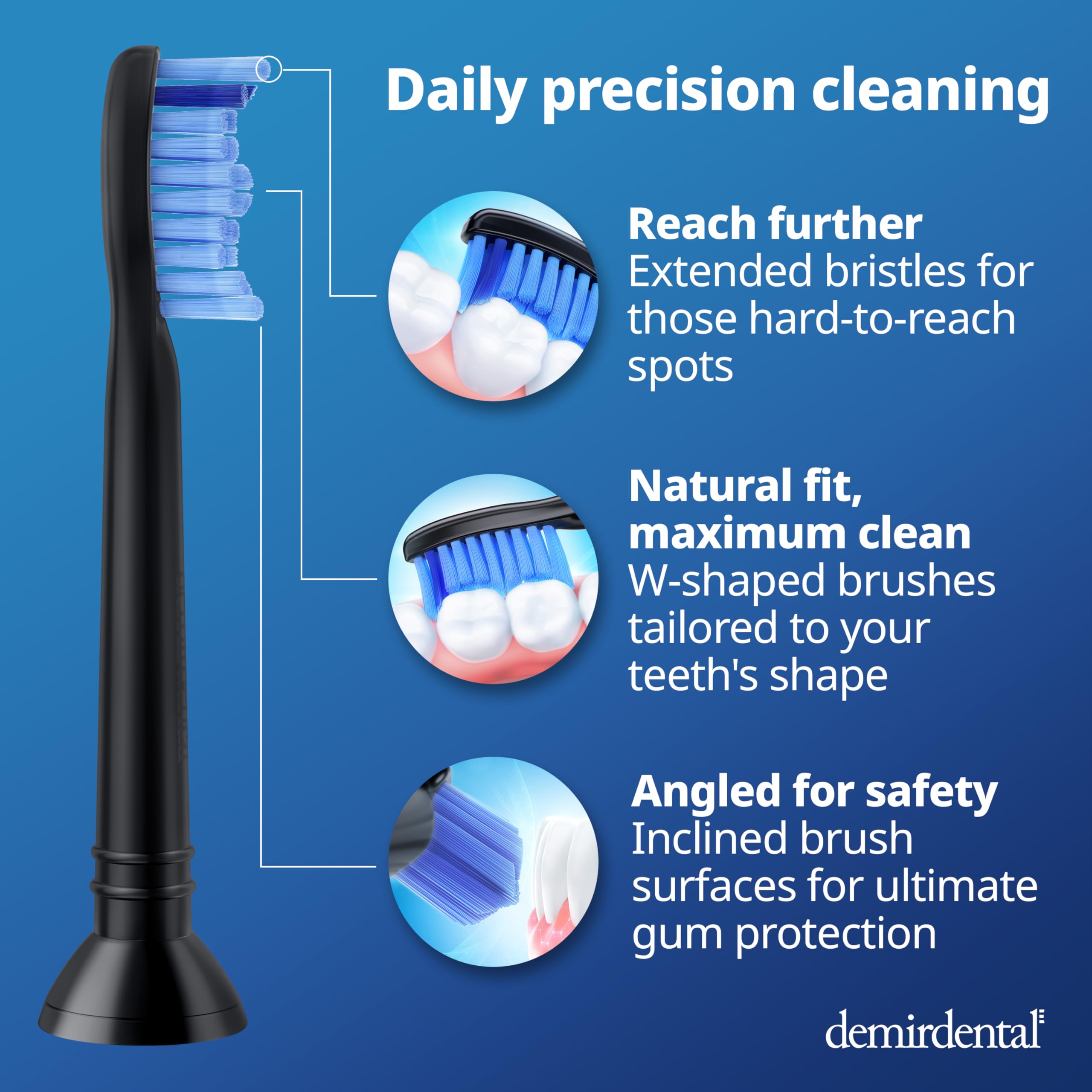 Têtes de rechange - Compatible avec les têtes de rechange Philips Sonicare - Tête de rechange moyenne - Remplace les têtes de brosse à dents HX6015/03 SimplyClean - Noir - HX6018b (blanc, version US)