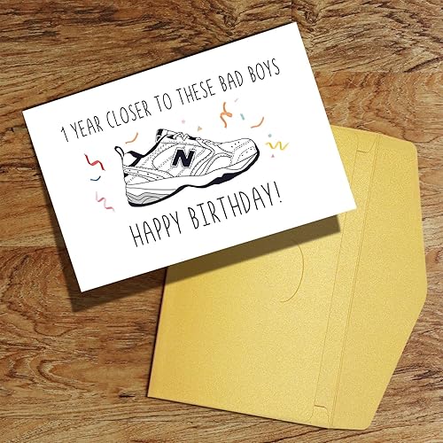 Miniatura 8 de Qiliji Tarjeta de cumpleaños de zapatos divertidos para papá, tarjeta de feliz cumpleaños para él, tarjeta de cumpleaños de New Balance Shoes,