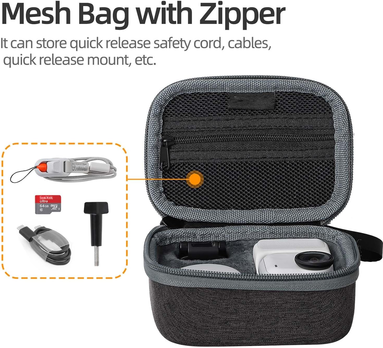 for Insta360 GO Ultra Carrying Case – Portable Travel Storage Bag,Shockproof Protective Pouch with Soft Lining,Scratch-Resistant & Anti-Collision Hard Shell Organizer for Camera Accessories image 3