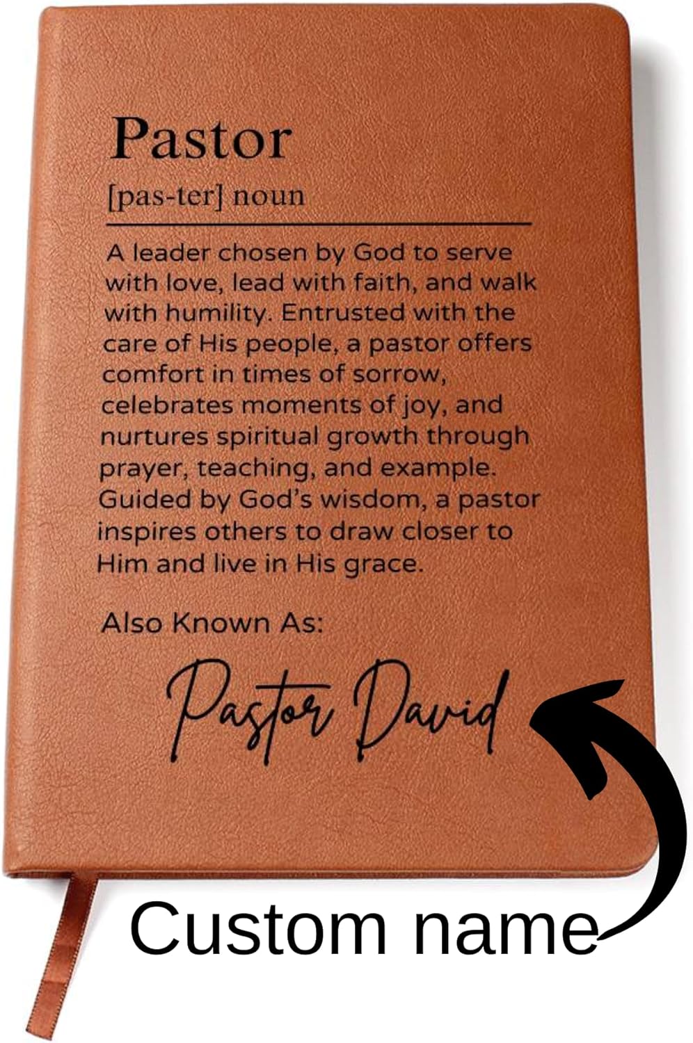 Hilis Custom Pastor Journal, Personalized Pastor Appreciation Gifts for Men or Women, A5 Lined Vegan Leather Notebook, Unique Pastor Thank You Birthday Gifts (D01)