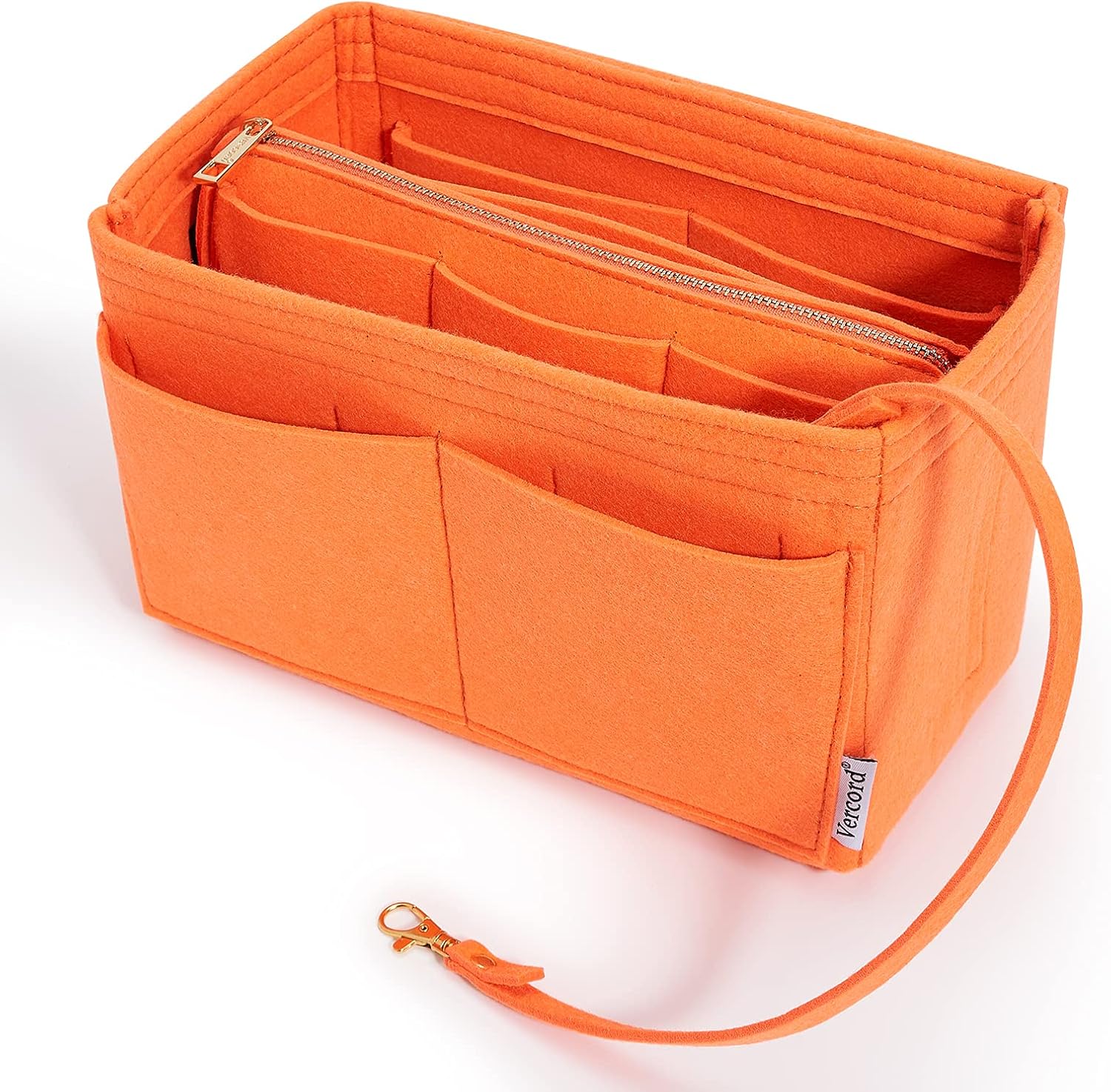 Vercord Felt Organizer Insert For Purse Handbag Tote Bag In Bag Inside Shaper Divider Neo Orange X-Large