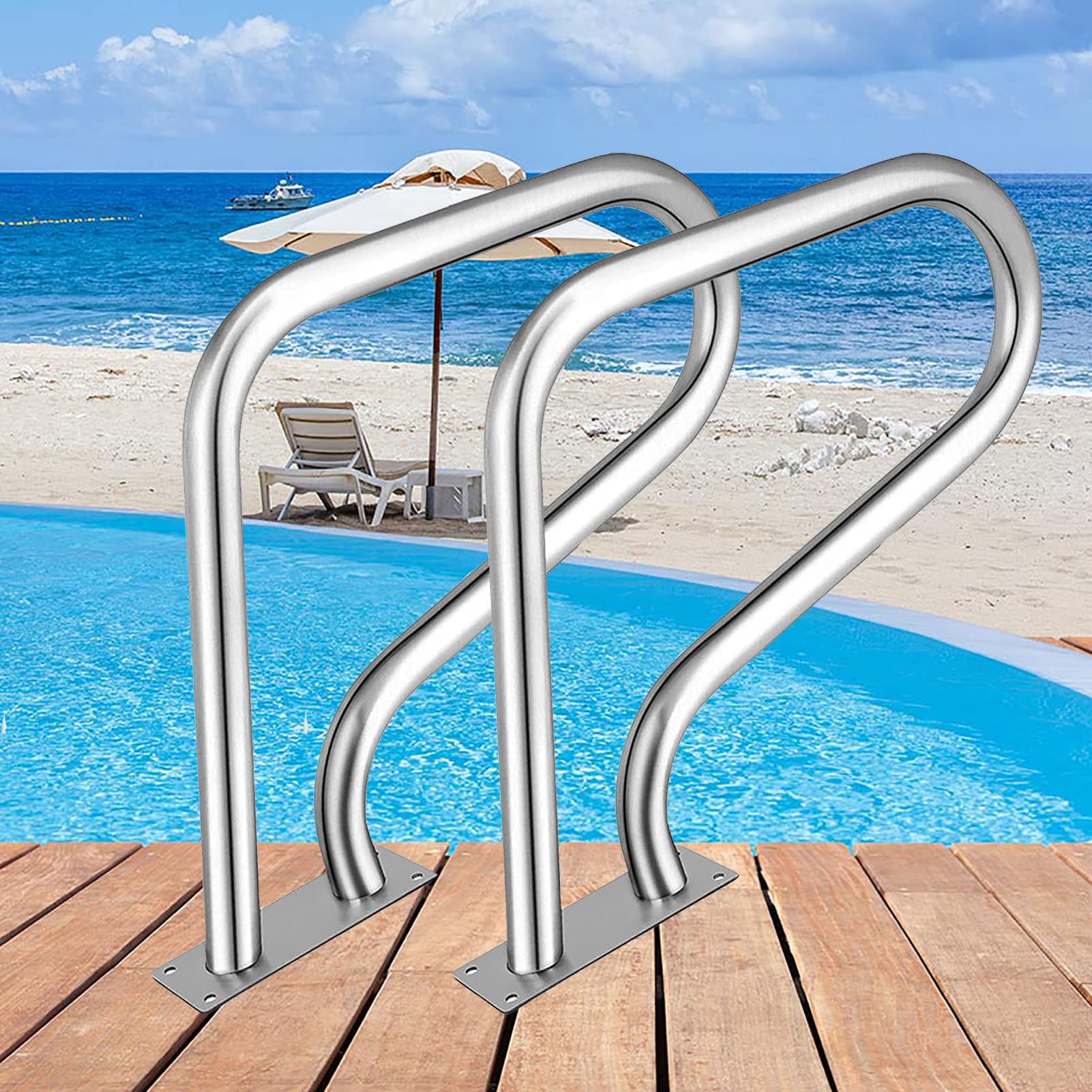 Main courante de piscine 81 * 58 cm et garde-corps de sécurité en inox 304 pour bassin