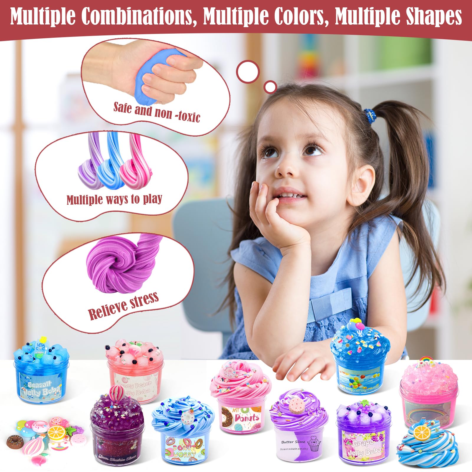 12 sztuk 70 ml Slime Set 12 kolorów masła Slime i Clear Slime, zestaw do samodzielnego wykonania dla dzieci, na urodziny, Halloween, Boże Narodzenie, prezent dla dziewcząt i chłopców