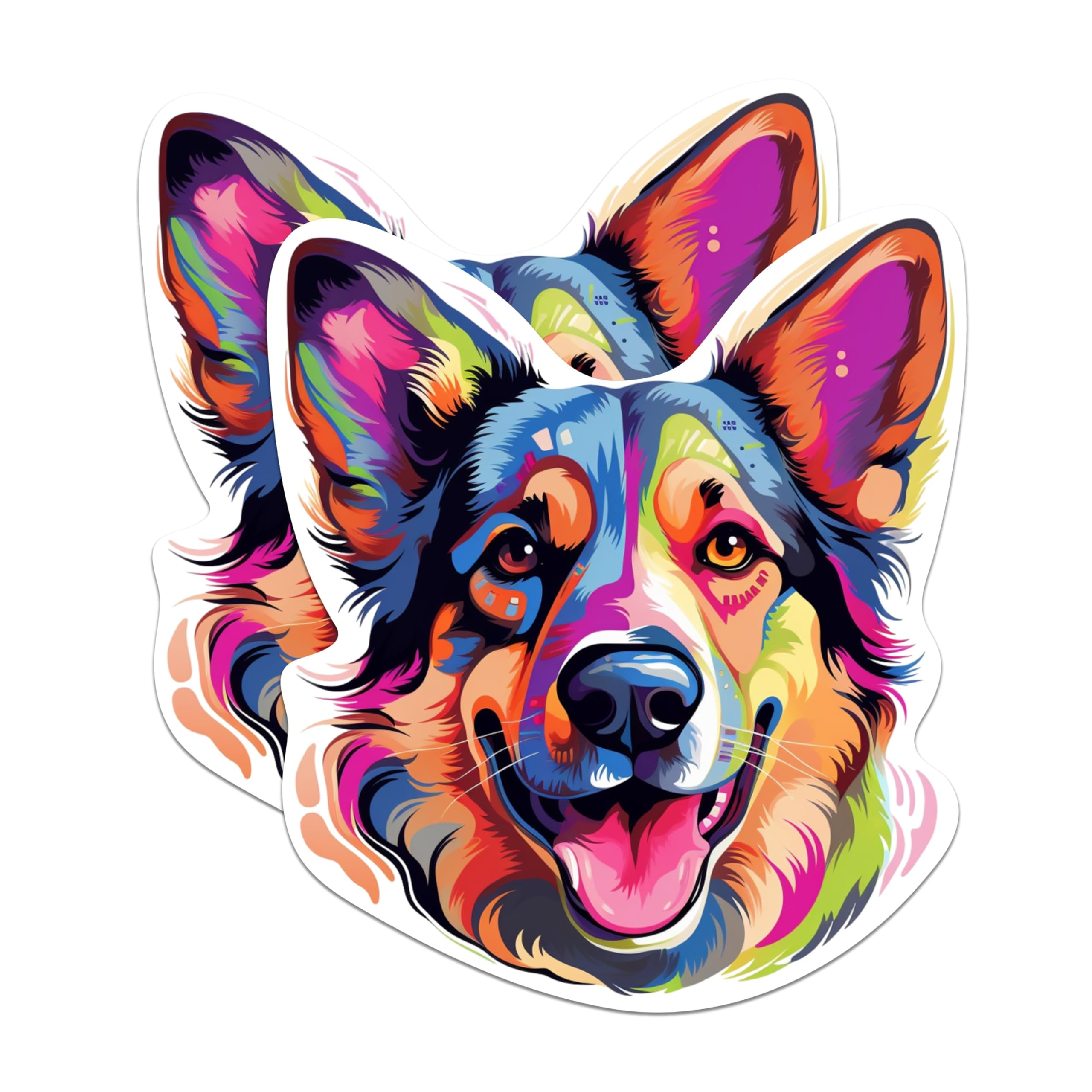 (2 Pack) German Shepherd Dog Breed Stickers - 5 Inches On Longest Side - Choose from Over 100 Dog Breeds - for Cars, Trucks, Skateboards, Laptops - Made in USA - BMCS1862