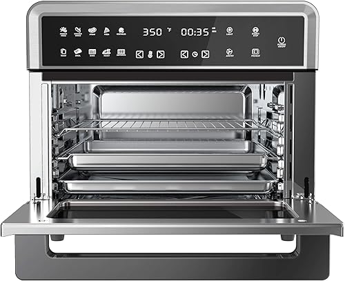 Miniatura 8 de Megachef Horno electrónico multifunción de 360 grados con tecnología de aire caliente, cromo plateado, capacidad de 25 litros